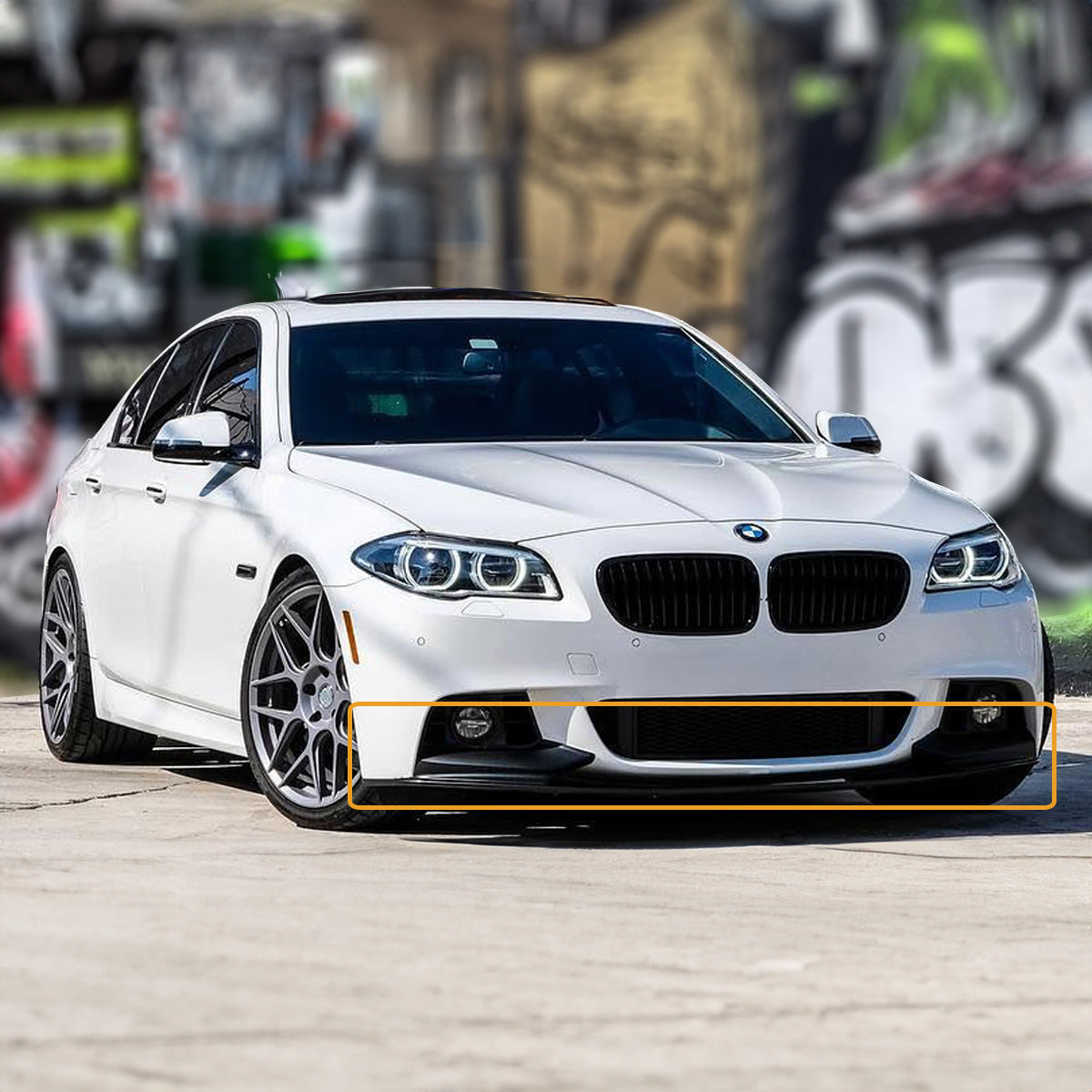 F10 5 Series BMW Front Lip Glossy Black 2011-2016