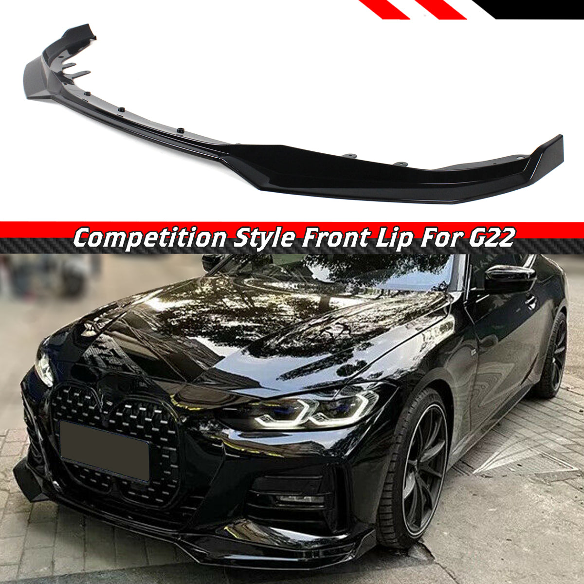 G22 G23 BMW Front Lip Glossy Black (2021-2023)