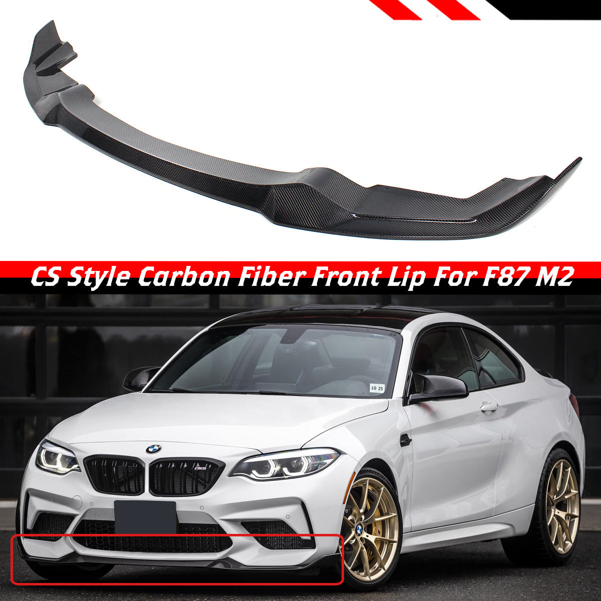 F87 M2 BMW CS Style Carbon Fiber Front Lip 2016-2018