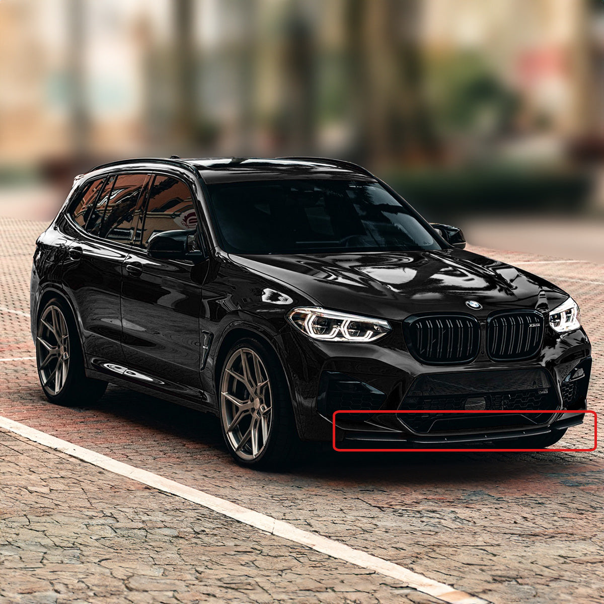 F97 X3M & F98 X4M BMW 3 PC Style Lip Splitter Kit Glossy Black 2019-2022