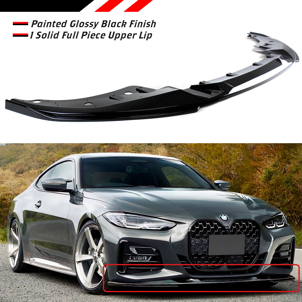 G22 G23 BMW Front Lip Glossy Black 2021-2023