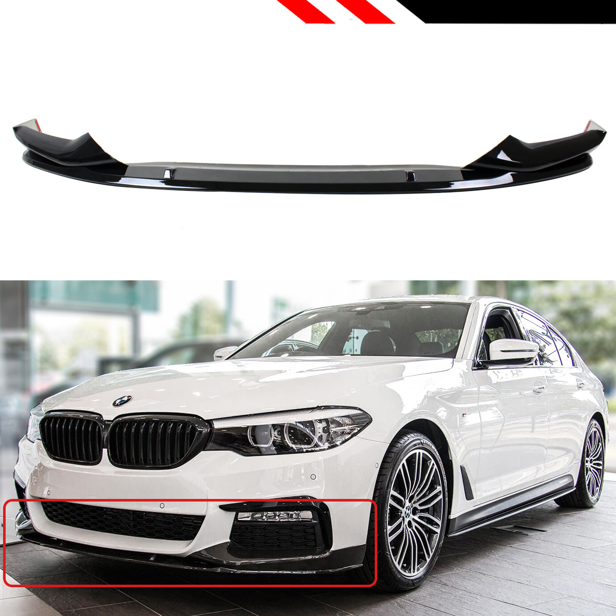 G30 BMW M Sport Front Lip Glossy Black 2017-2021