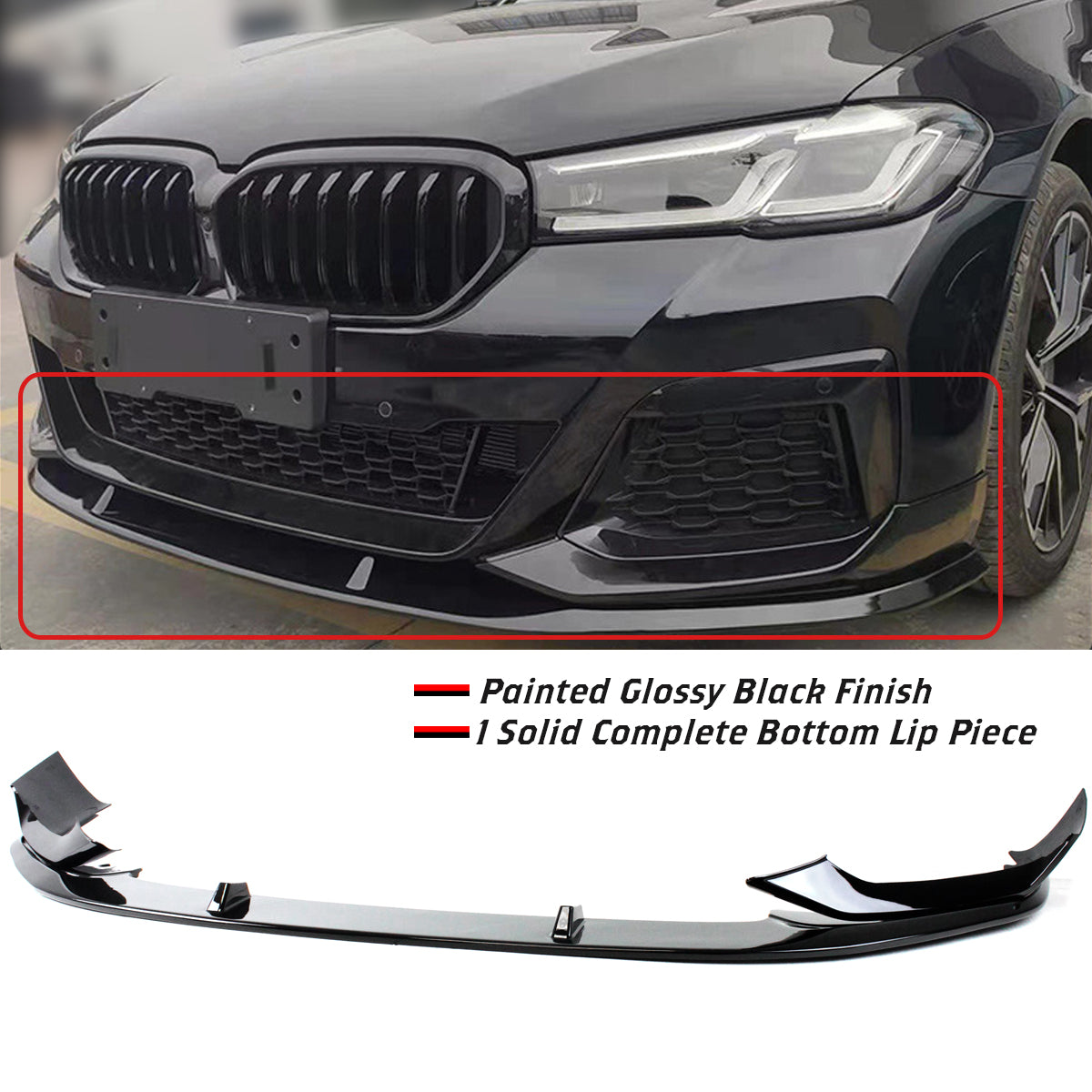 G30 G38 BMW All Models Front Lip Glossy Black 2020+