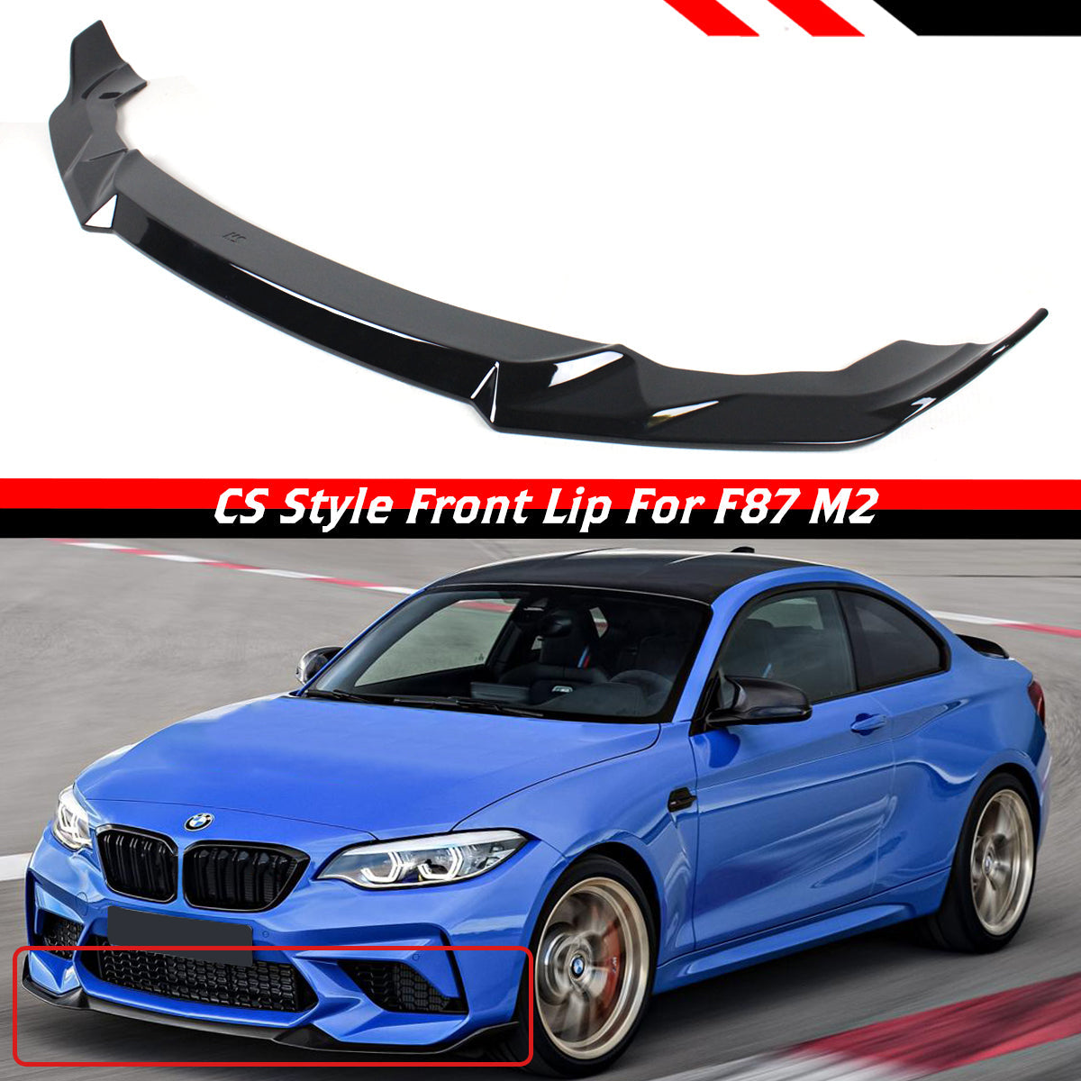 F87 M2 BMW Front Lip Glossy Black 2016-2018