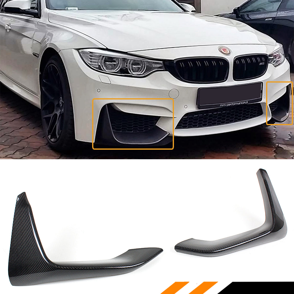 F8X F80 M3 F82 F83 M4 Carbon Fiber Front Bumper Lower Splitters (2015-2020)