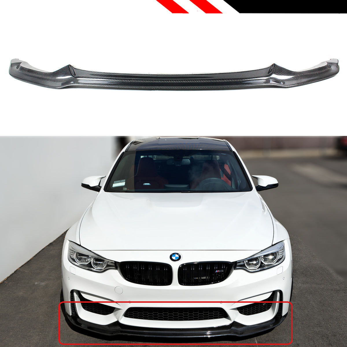 F8X F80 M3 F82 F83 M4 Carbon Fiber V Style Front Lip (2015-2020)