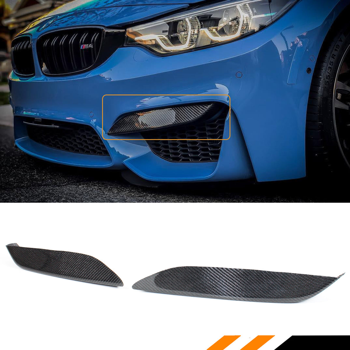 F8X F80 M3 F82 F83 M4 Carbon Fiber Front Bumper Upper Splitters (2015-2020)