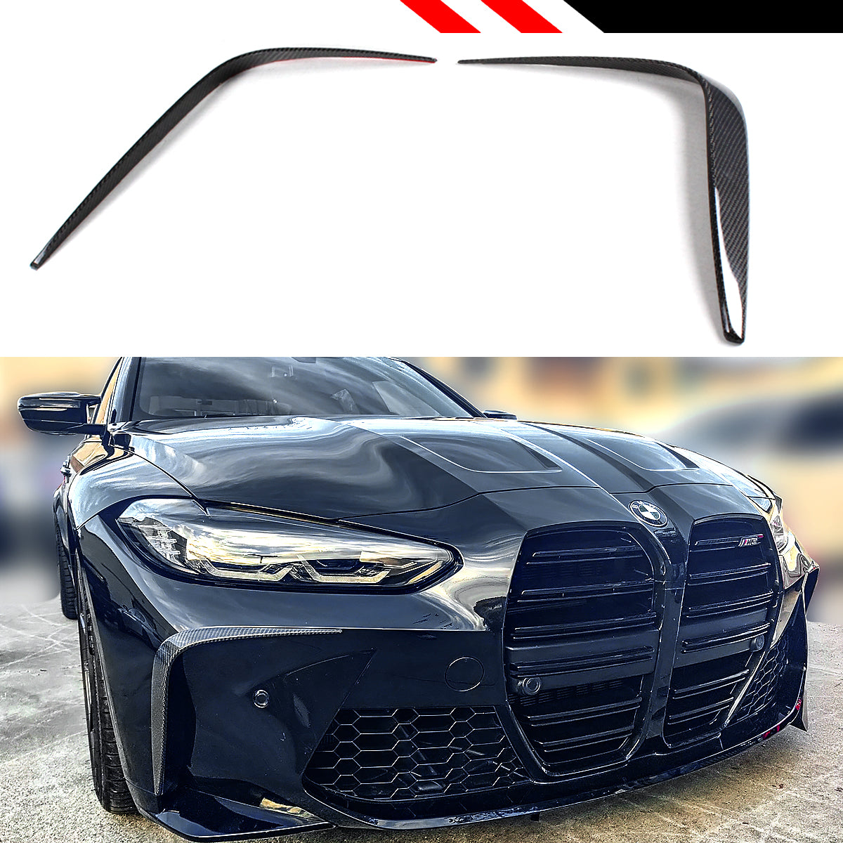 G80 M3 and G82 G83 M4 BMW Front Bumper Canards Carbon Fiber 2021-2024