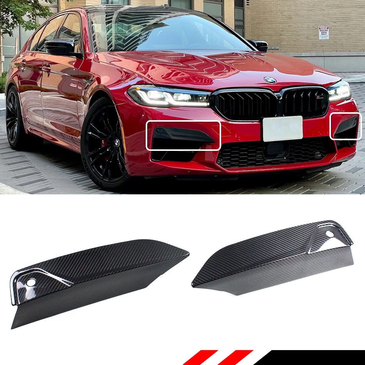 F90 M5 BMW LCI Front Bumper Canards Carbon Fiber 2021+