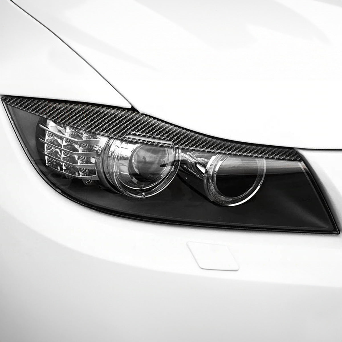 E90 E91 3 Series BMW Headlight Carbon Fiber Eyebrows (2006-2012)