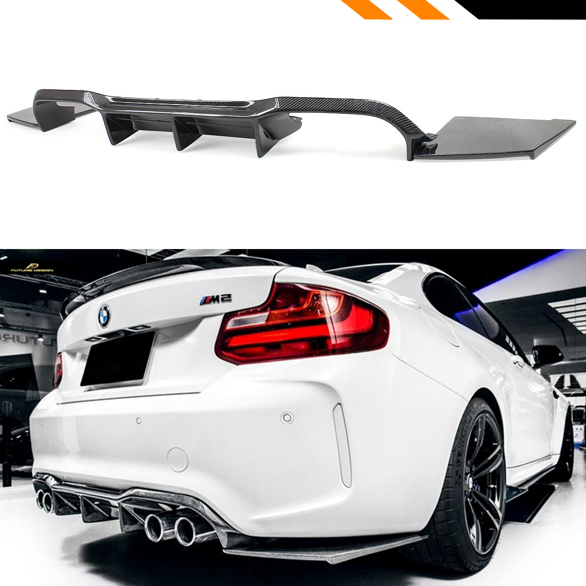 F87 M2 and M2 BMW Competition Models Rear Diffuser Carbon Fiber 2016-2021