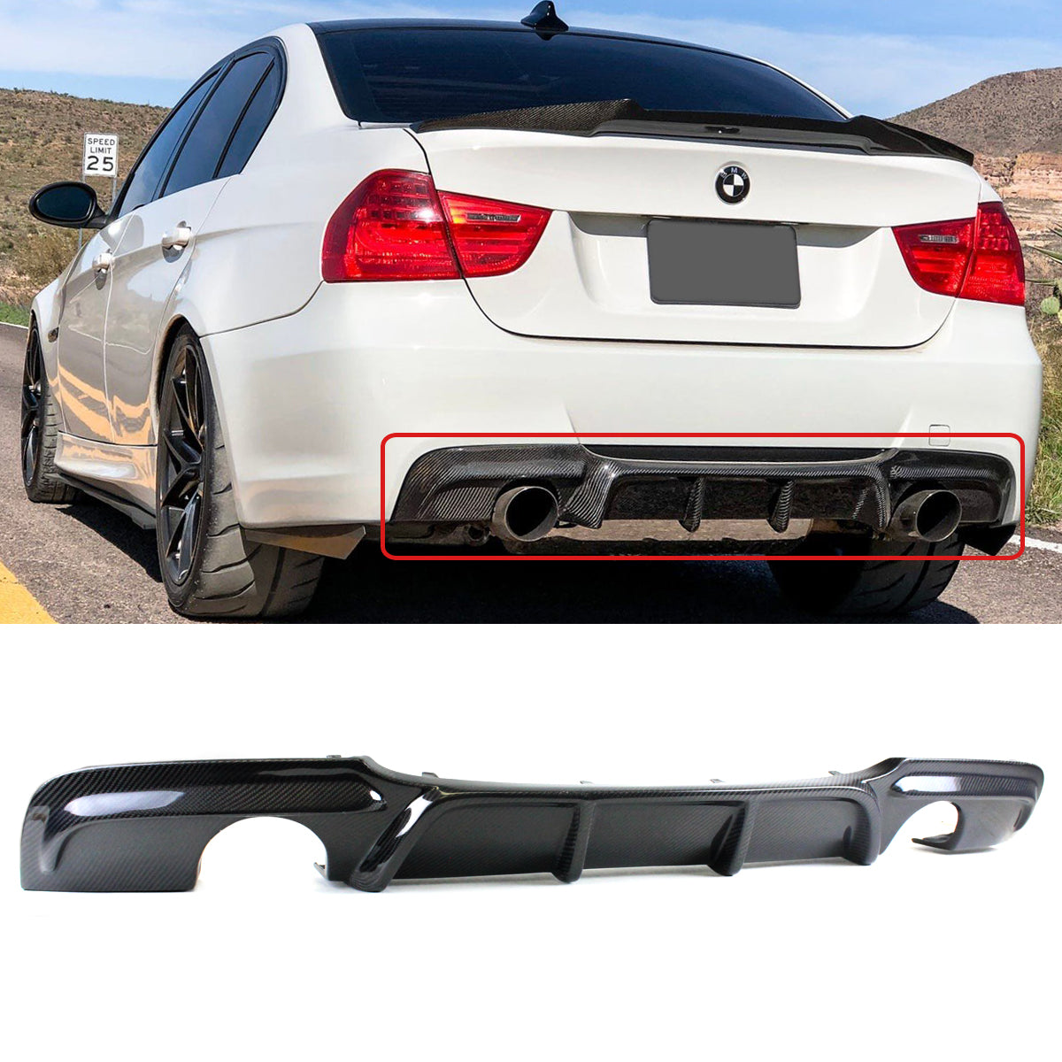 E90 BMW Sedan Carbon Fiber Diffuser 2005-2013