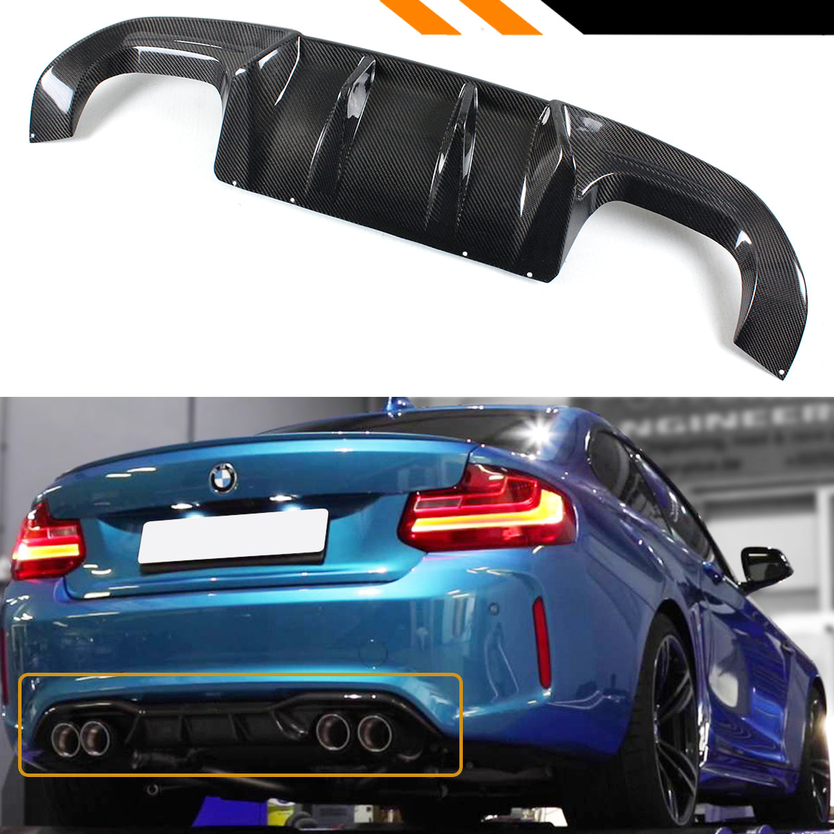 F87 M2 and M2 BMW Competition Models Rear Diffuser Carbon Fiber 2016-21