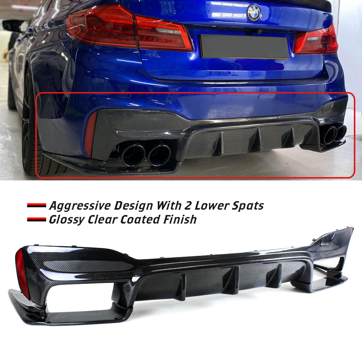 F90 M5 BMW 3D Style Carbon Fiber Diffuser (2018 - 2021)