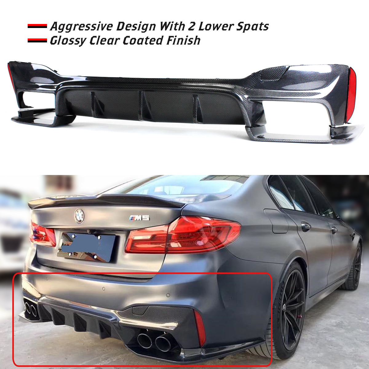 F90 M5 BMW 3D Style Carbon Fiber Diffuser (2018 - 2021)