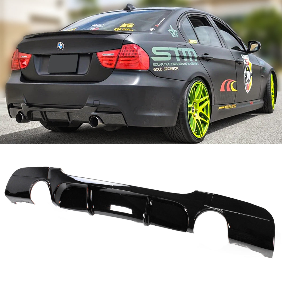 E90 E91 3 Series BMW Diffuser Glossy Black 2005-2013