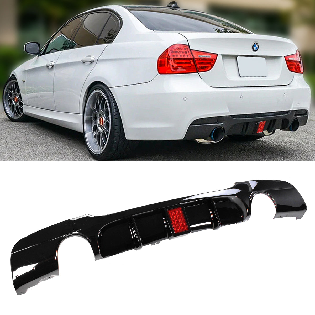 E90 E91 3 Series BMW Diffuser Glossy Black (2005-2013)