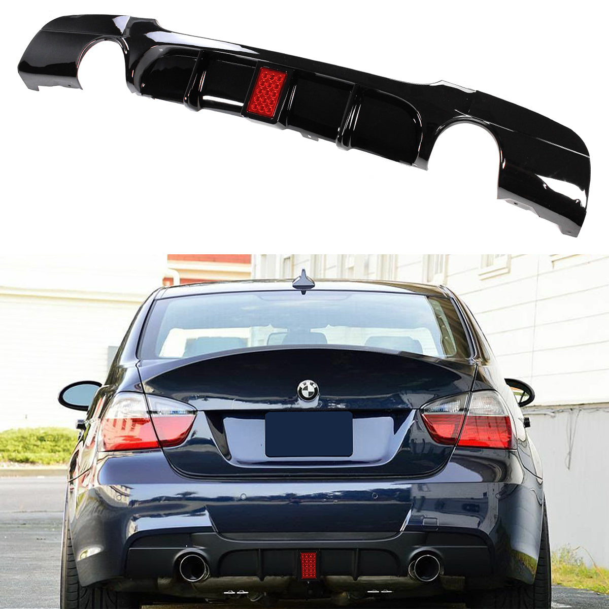 E90 E91 3 Series BMW Diffuser Glossy Black (2005-2013)