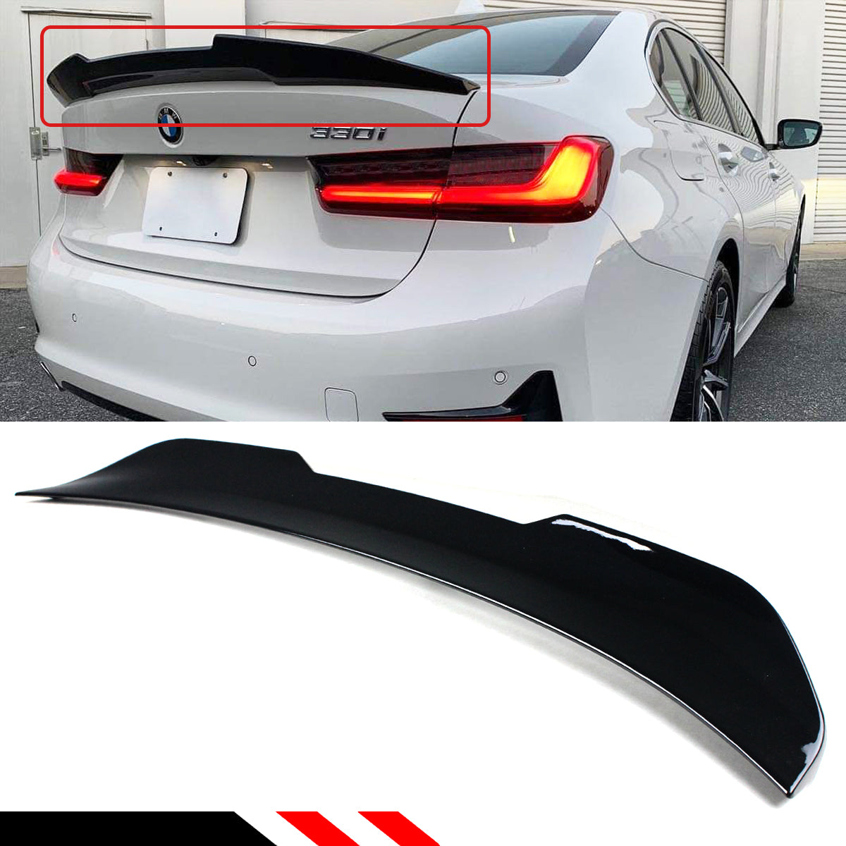 BMW G80 M3 & G20 3 Series Gloss Black PSM Style High Kick Rear Spoiler