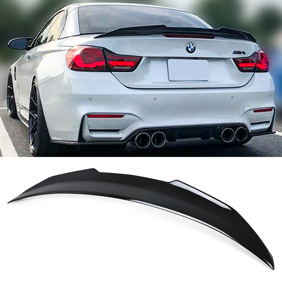 4 Series BMW Trunk Spoiler Glossy Black 2014-2020