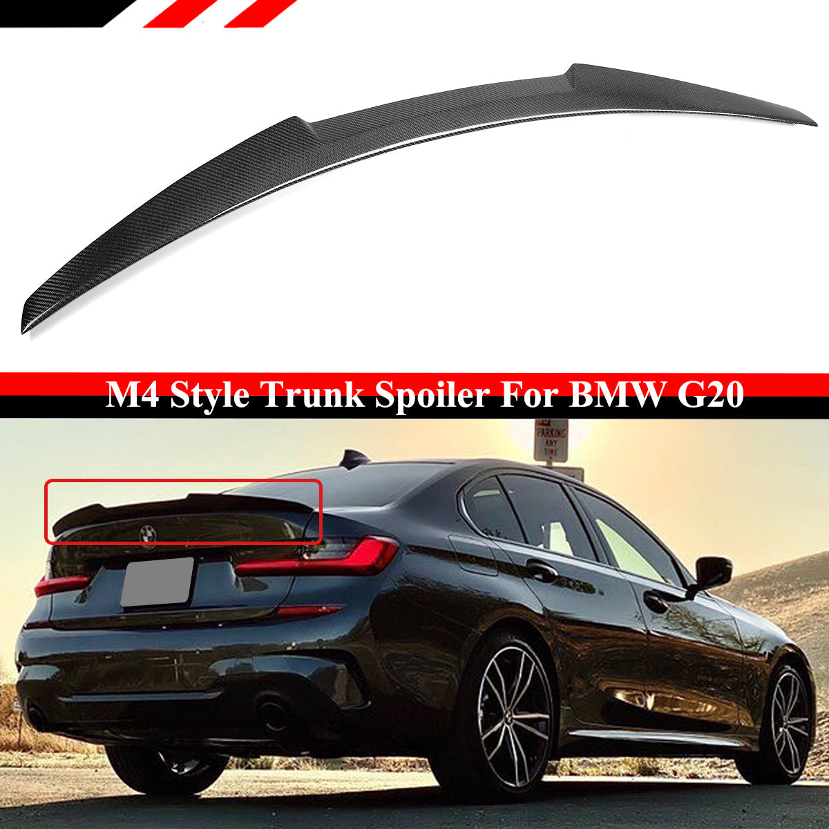 BMW G80 M3 & G20 3 Series Carbon Fiber M4 Style Rear Spoiler