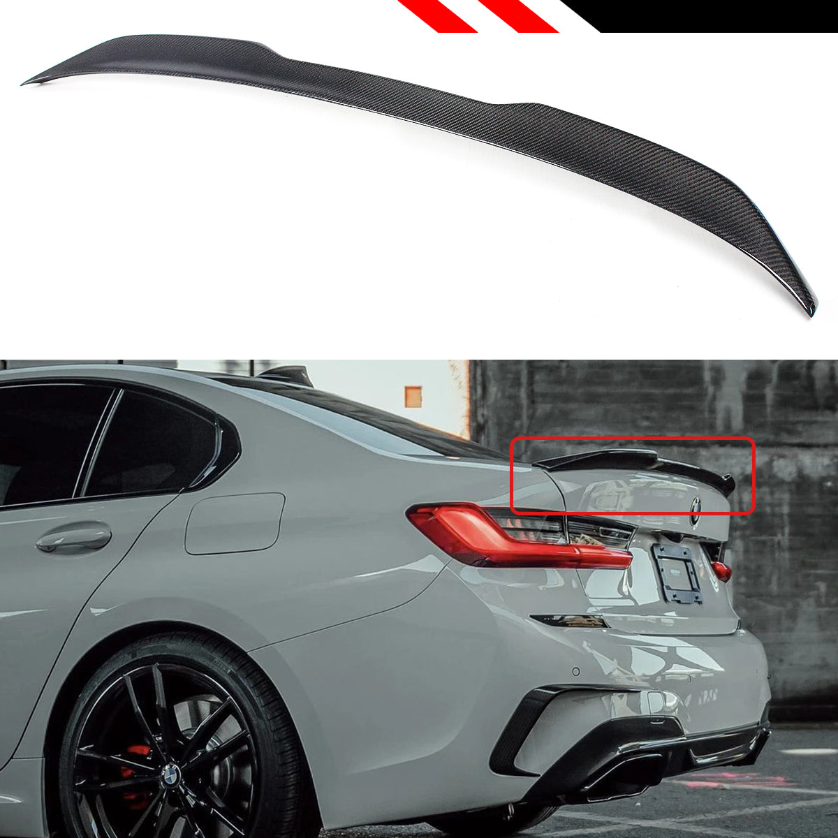 BMW G80 M3 & G20 3 Series Carbon Fiber CS Style V2 Rear Spoiler