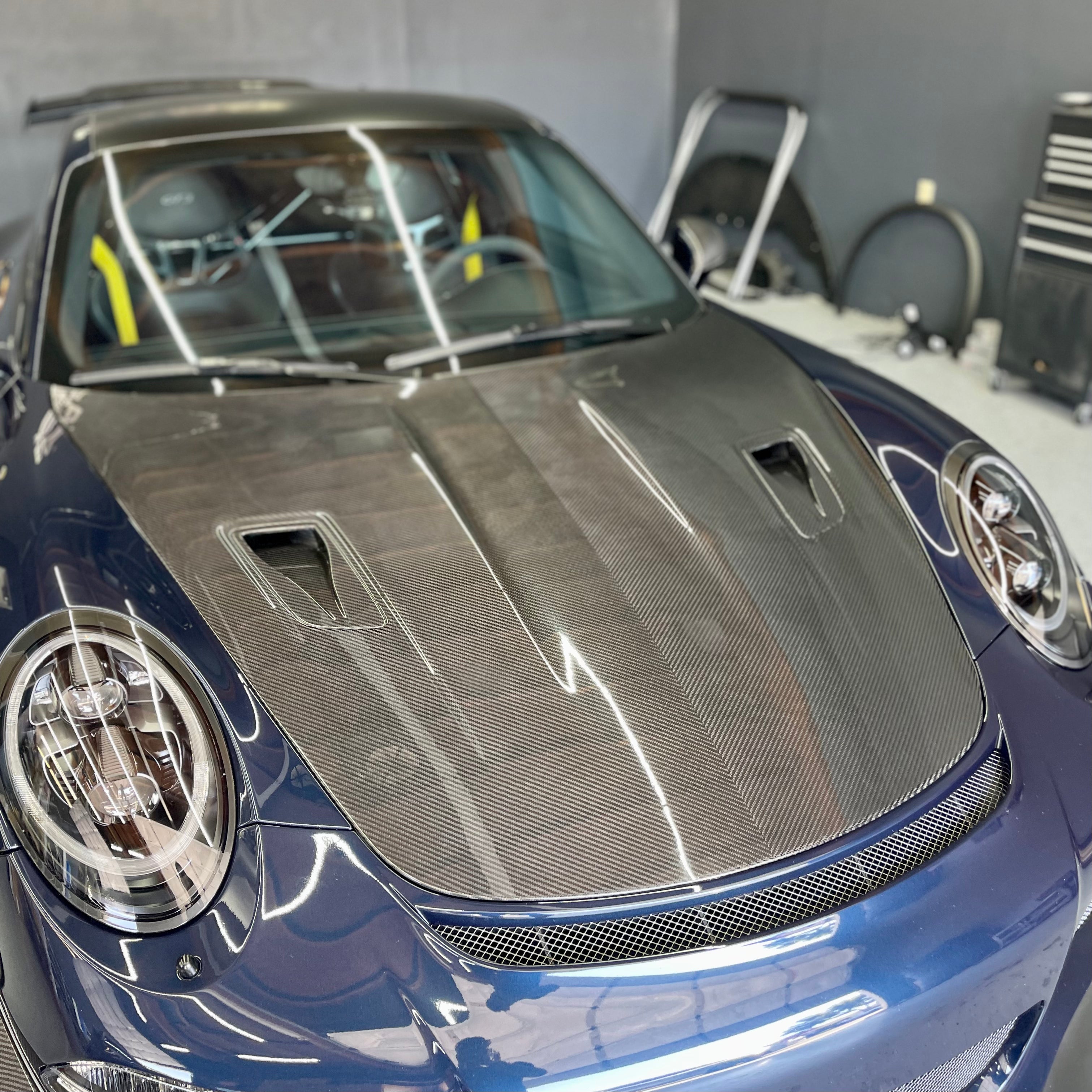 991 Porsche GT3RS Style Double Sided Carbon Fiber Vented Hood (2012 - 2019)