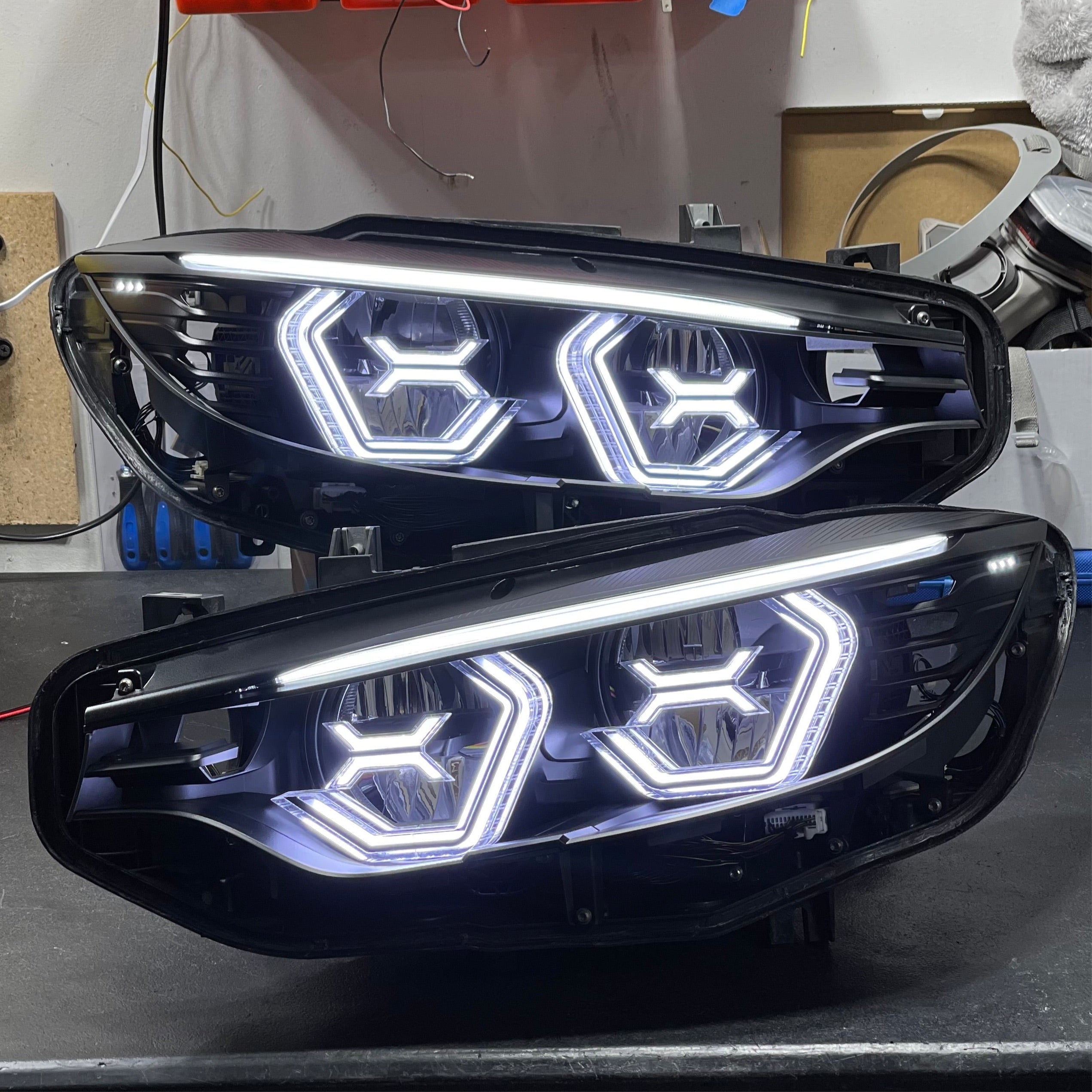 PRE-BUILT F8X F80 M3 F82 F83 M4 F32 F36 Vision Concept Headlights With Amber Concept X (2015 - 2017 LED Headlights Only)